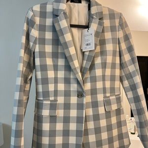 Theory Slim-Fit Ivory Multi Fuji Check Blazer